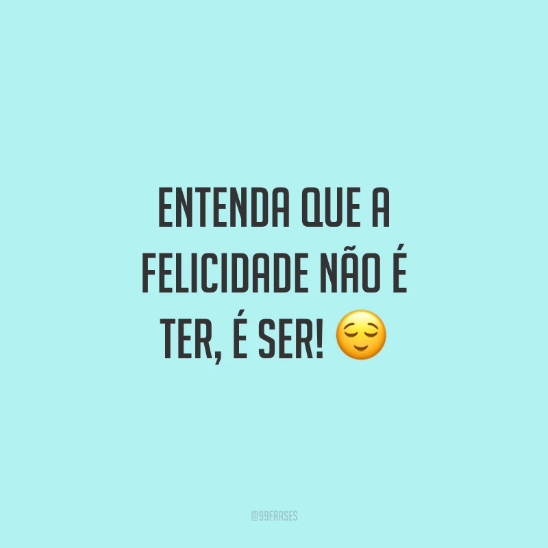 Entenda que a felicidade não é ter, é ser!
