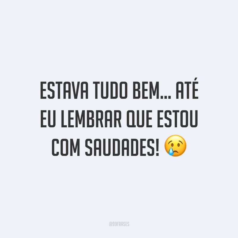 Estava tudo bem... até eu lembrar que estou com saudades! 😢