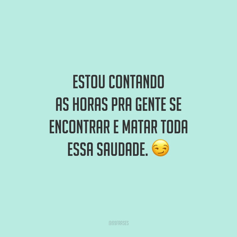 Estou contando as horas pra gente se encontrar e matar toda essa saudade. 