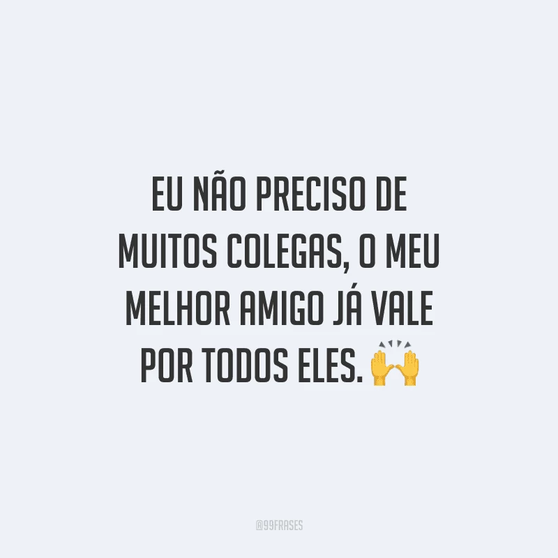 Eu não preciso de muitos colegas, o meu melhor amigo já vale por todos eles.