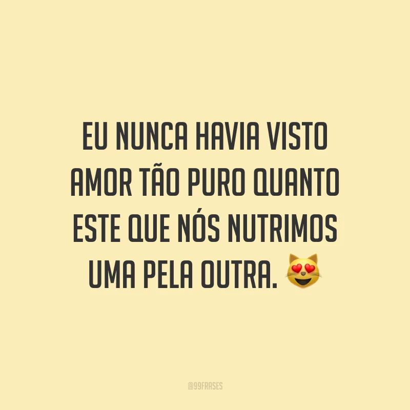 Eu nunca havia visto amor tão puro quanto este que nós nutrimos uma pela outra. 😻