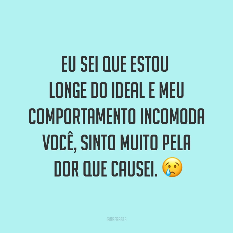 Eu sei que estou longe do ideal e meu comportamento incomoda você, sinto muito pela dor que causei. ?
