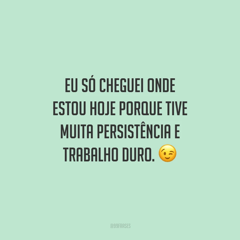Eu só cheguei onde estou hoje porque tive muita persistência e trabalho duro.