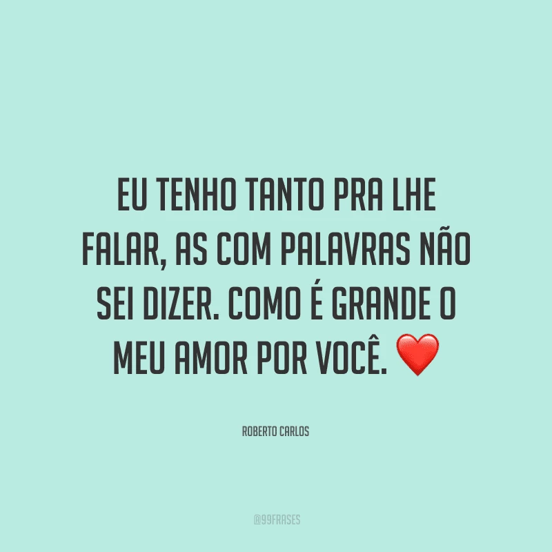 Eu tenho tanto pra lhe falar, as com palavras não sei dizer. Como é grande o meu amor por você.