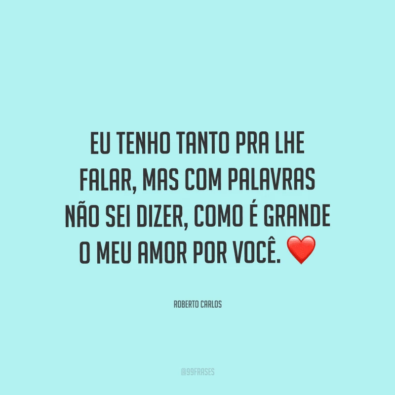 Eu tenho tanto pra lhe falar, mas com palavras não sei dizer, como é grande o meu amor por você. 