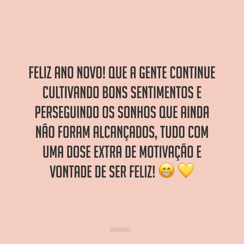 Feliz Ano Novo! Que a gente continue cultivando bons sentimentos e perseguindo os sonhos que ainda não foram alcançados, tudo com uma dose extra de motivação e vontade de ser feliz!