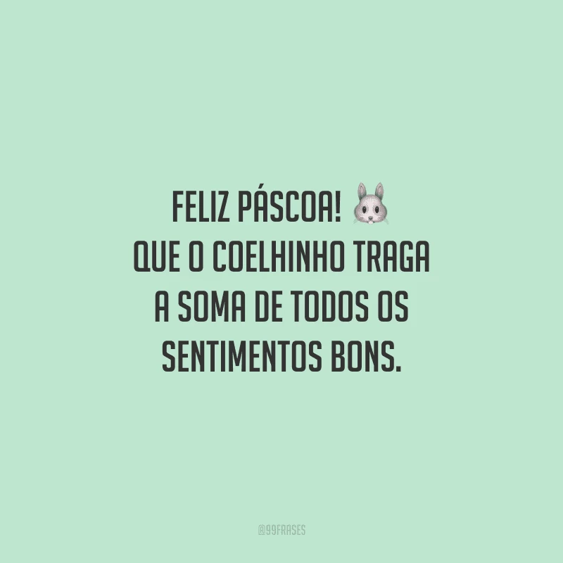 Feliz Páscoa! Que o coelhinho traga a soma de todos os sentimentos bons.