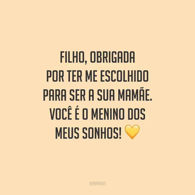 Filho, obrigada por ter me escolhido para ser a sua mamãe. Você é o menino dos meus sonhos! 