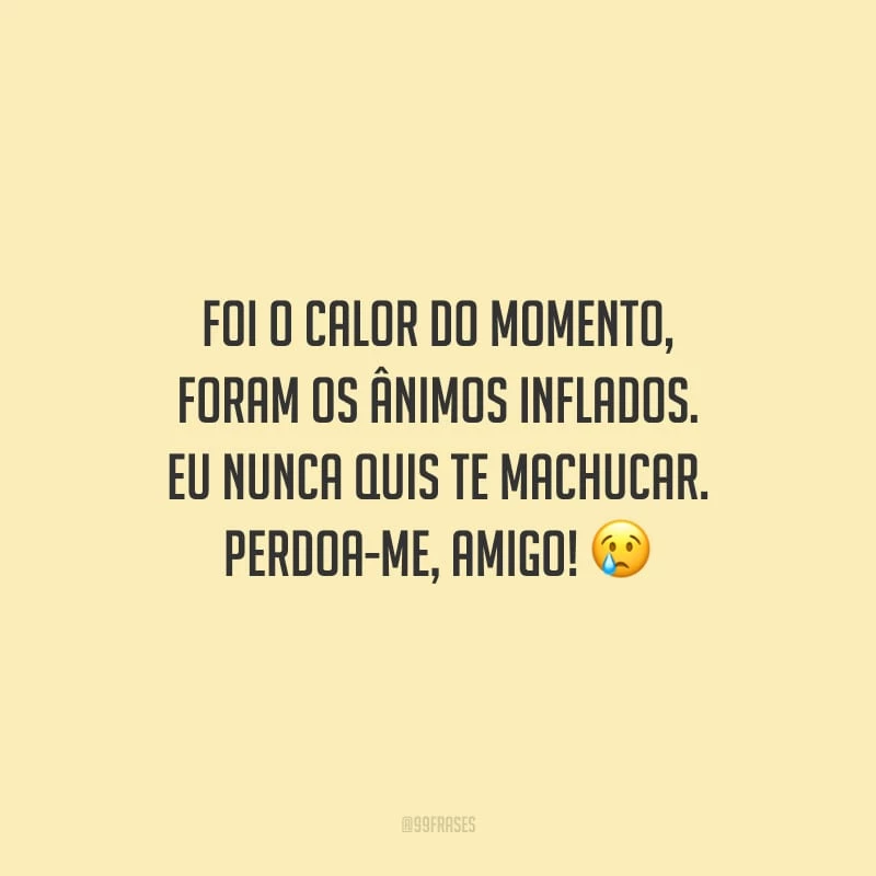 Foi o calor do momento, foram os ânimos inflados. Eu nunca quis te machucar. Perdoa-me, amigo!