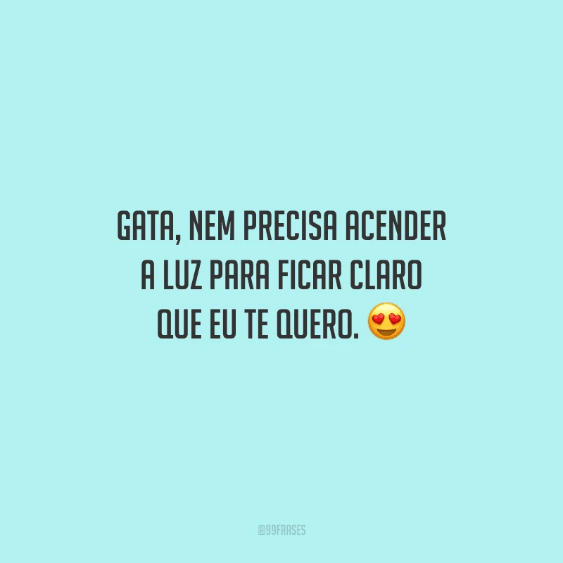Gata, nem precisa acender a luz para ficar claro que eu te quero. 