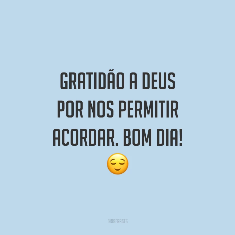 Gratidão a Deus por nos permitir acordar. Bom dia! 😌