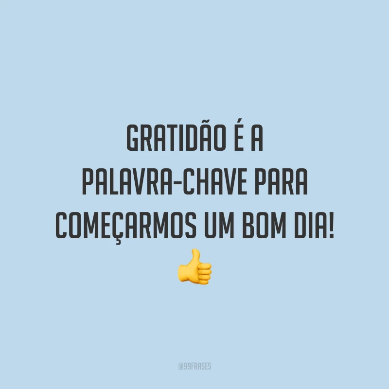 Gratidão é a palavra-chave para começarmos um bom dia! 👍