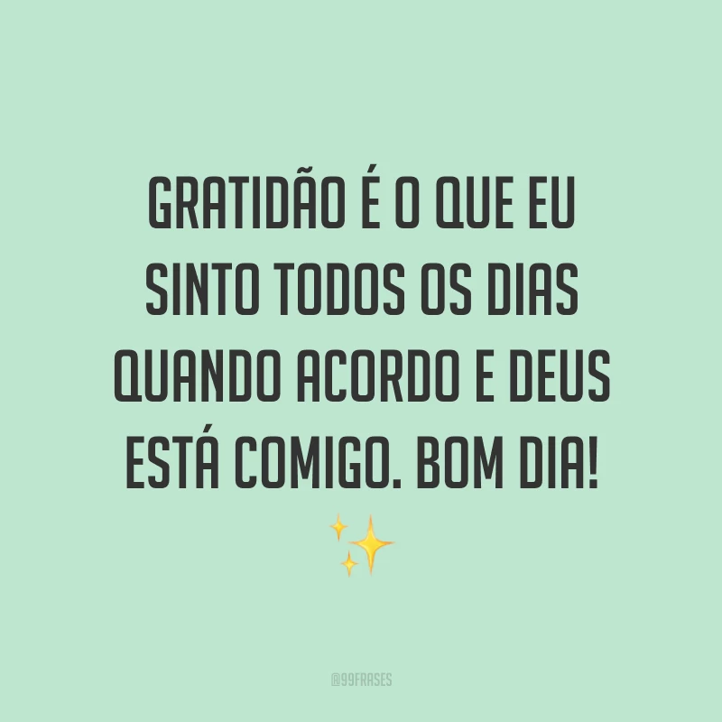 Gratidão é o que eu sinto todos os dias quando acordo e Deus está comigo. Bom dia! ✨