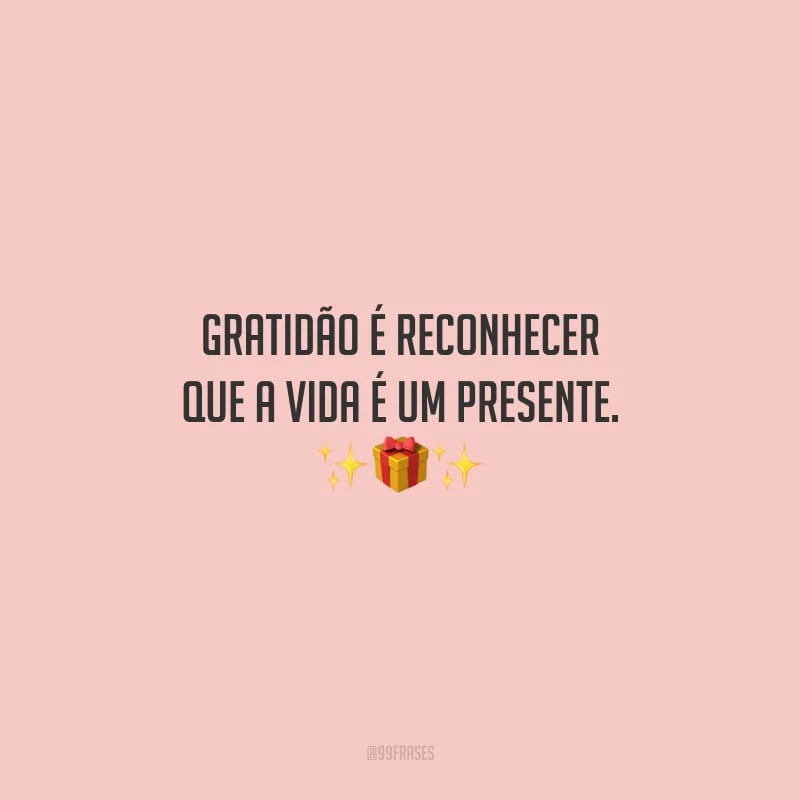 Gratidão é reconhecer que a vida é um presente.