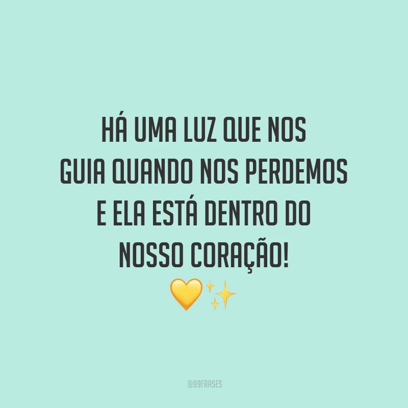 Há uma luz que nos guia quando nos perdemos e ela está dentro do nosso coração!
