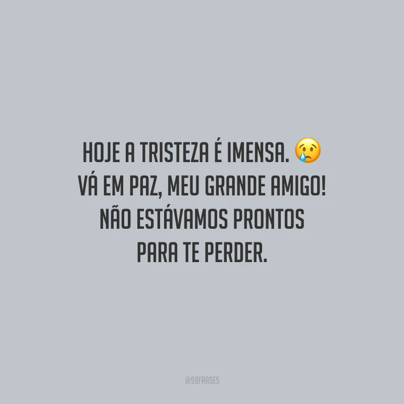 Hoje a tristeza é imensa. Vá em paz, meu grande amigo! Não estávamos prontos para te perder.