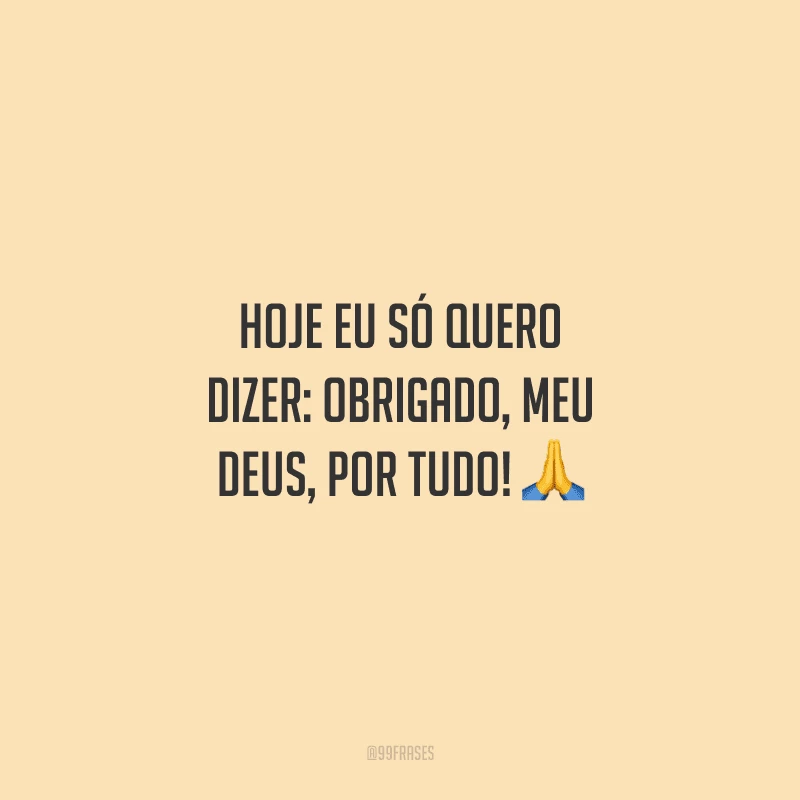 Hoje eu só quero dizer: obrigado, meu Deus, por tudo!