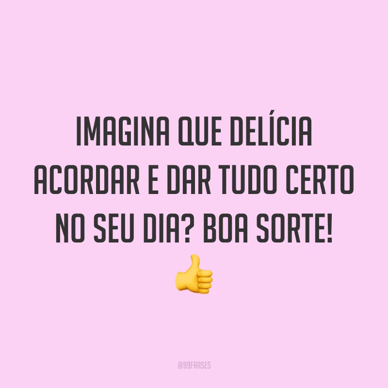 Imagina que delícia acordar e dar tudo certo no seu dia? Boa sorte! 👍