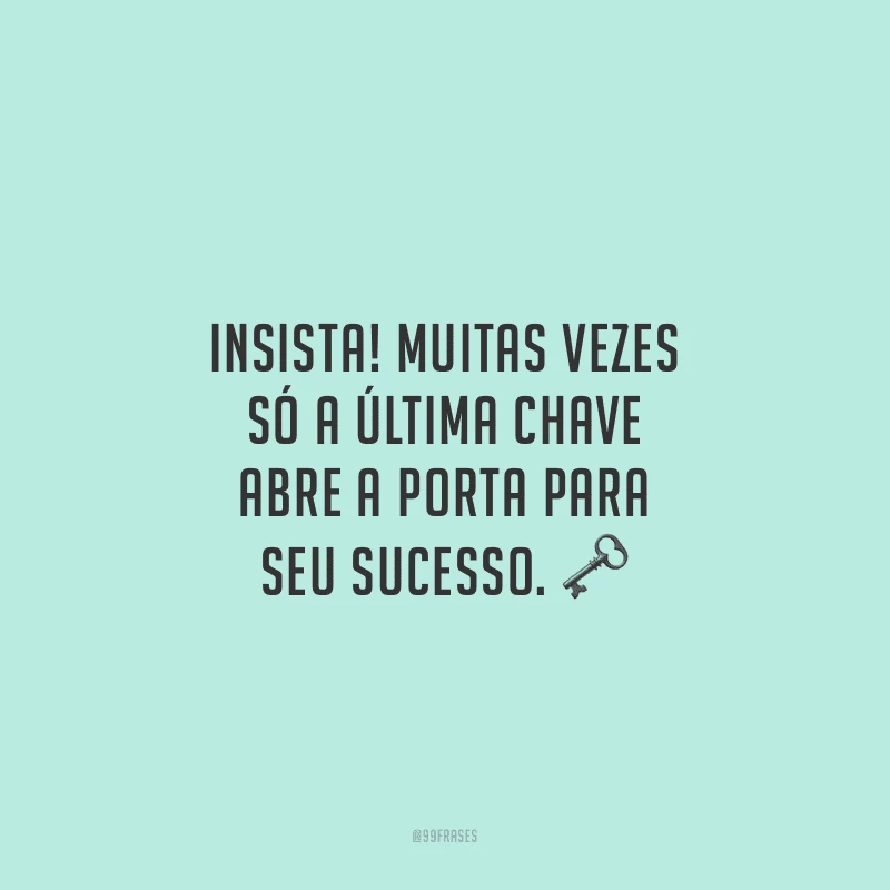 Insista! Muitas vezes só a última chave abre a porta para seu sucesso.