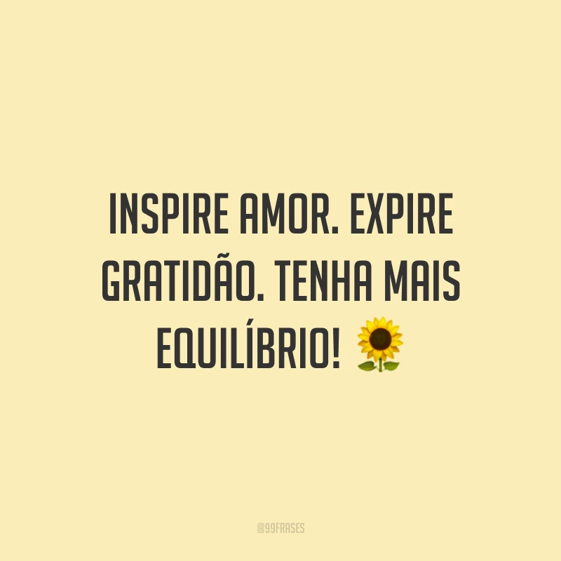 Inspire amor. Expire gratidão. Tenha mais equilíbrio! 🌻
