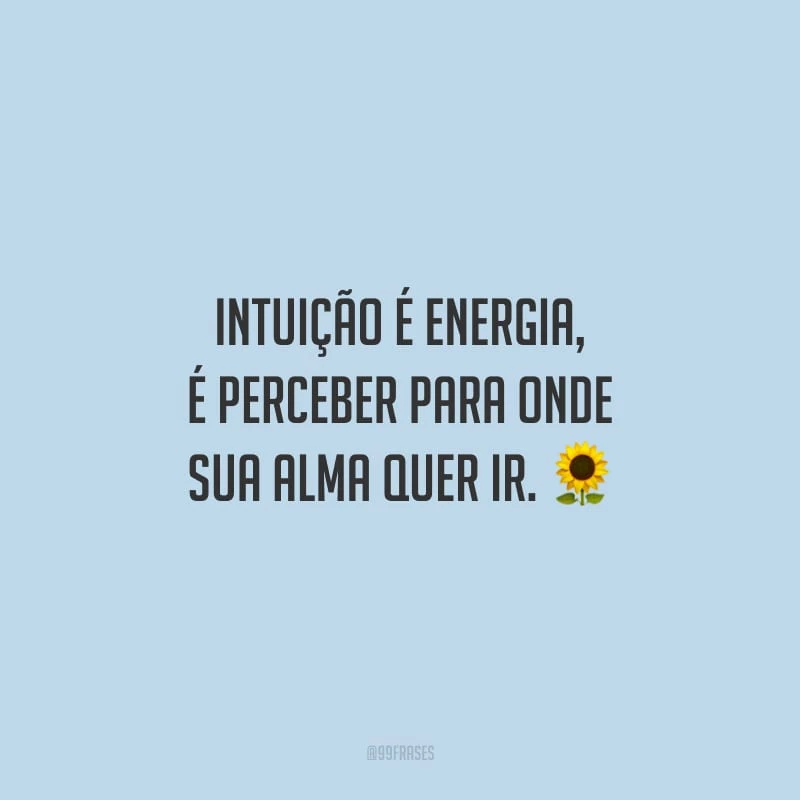 Intuição é energia, é perceber para onde sua alma quer ir.
