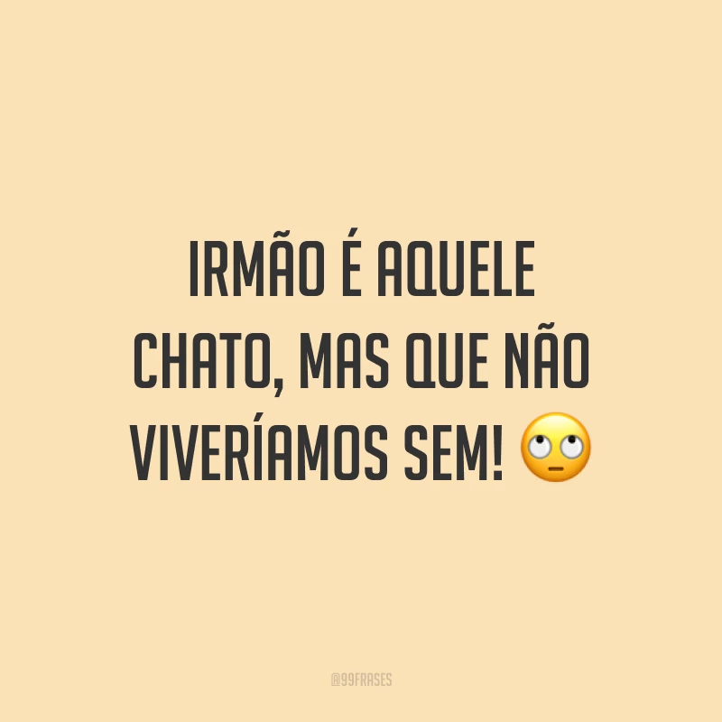 Irmão é aquele chato, mas que não viveríamos sem! 🙄