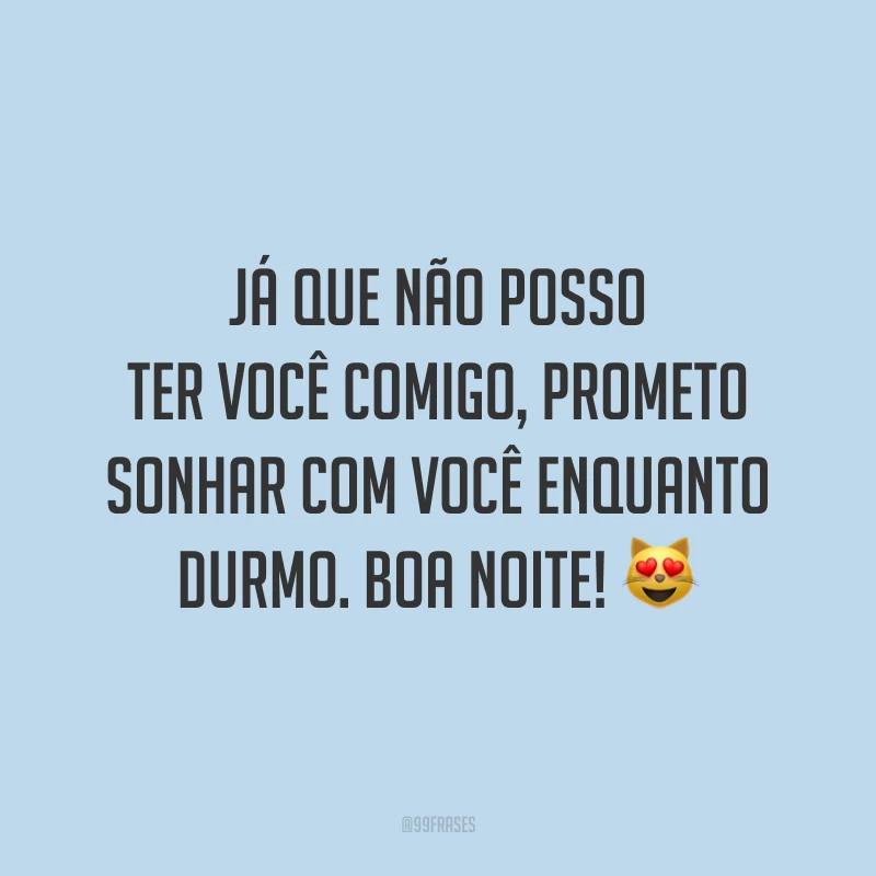 Já que não posso ter você comigo, prometo sonhar com você enquanto durmo. Boa noite! 😻