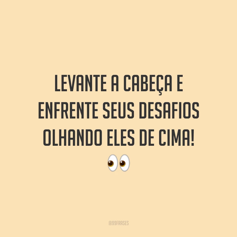 Levante a cabeça e enfrente seus desafios olhando eles de cima!