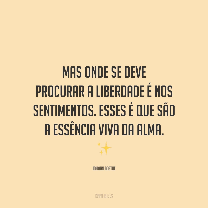 Mas onde se deve procurar a liberdade é nos sentimentos. Esses é que são a essência viva da alma. ✨