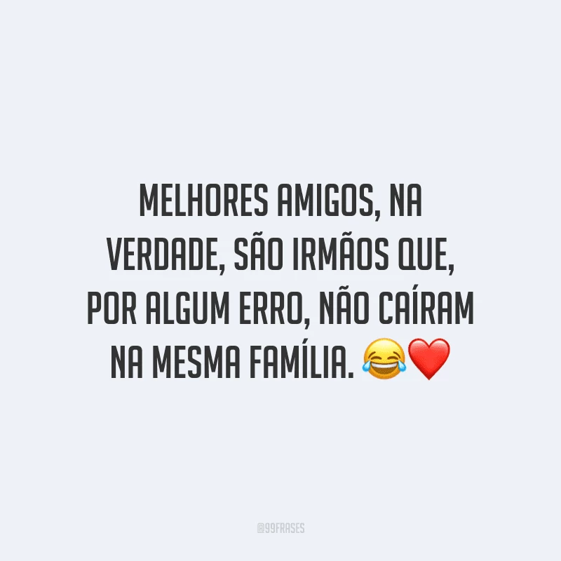 Melhores amigos, na verdade, são irmãos que, por algum erro, não caíram na mesma família.