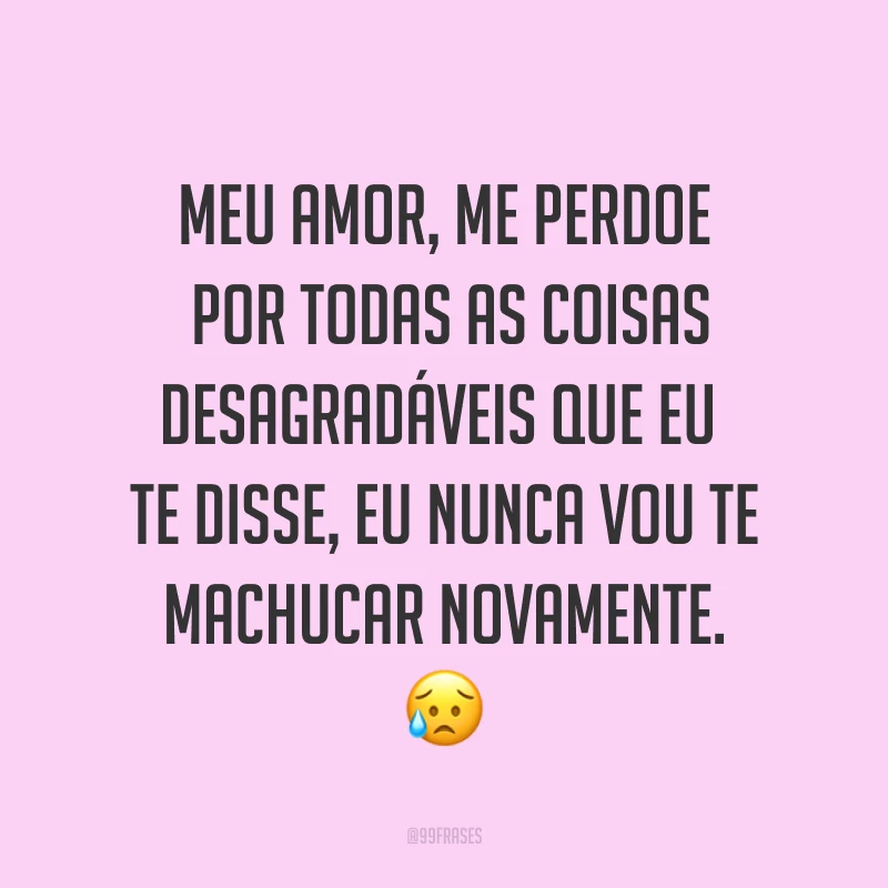 Meu amor, me perdoe por todas as coisas desagradáveis que eu te disse, eu nunca vou te machucar novamente. ?