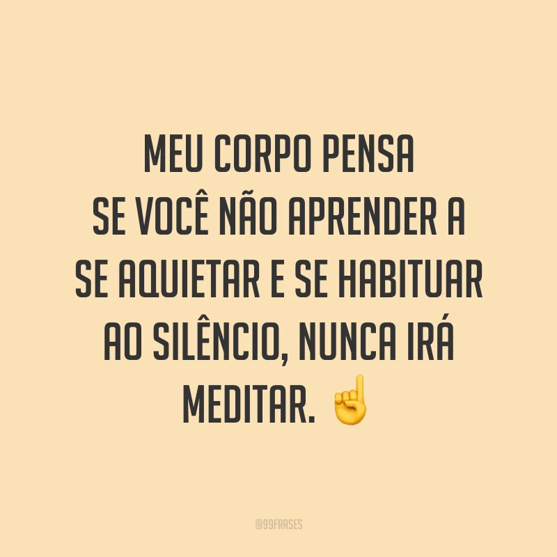 Se você não aprender a se aquietar e se habituar ao silêncio, nunca irá meditar. ☝