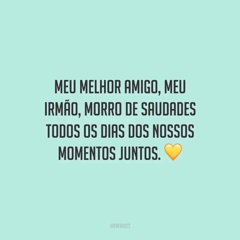 Meu melhor amigo, meu irmão, morro de saudades todos os dias dos nossos momentos juntos.