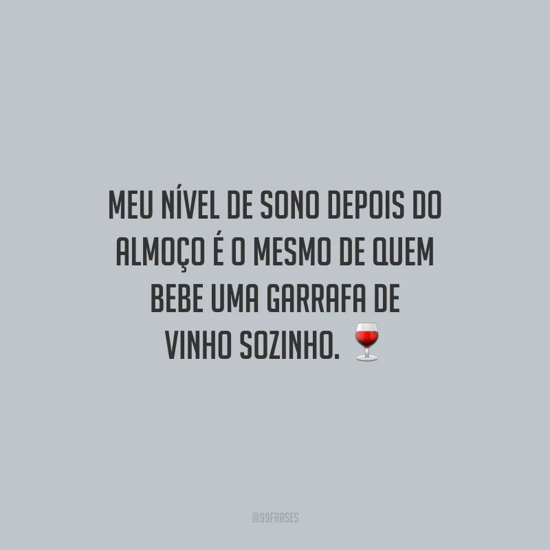 Meu nível de sono depois do almoço é o mesmo de quem bebe uma garrafa de vinho sozinho.