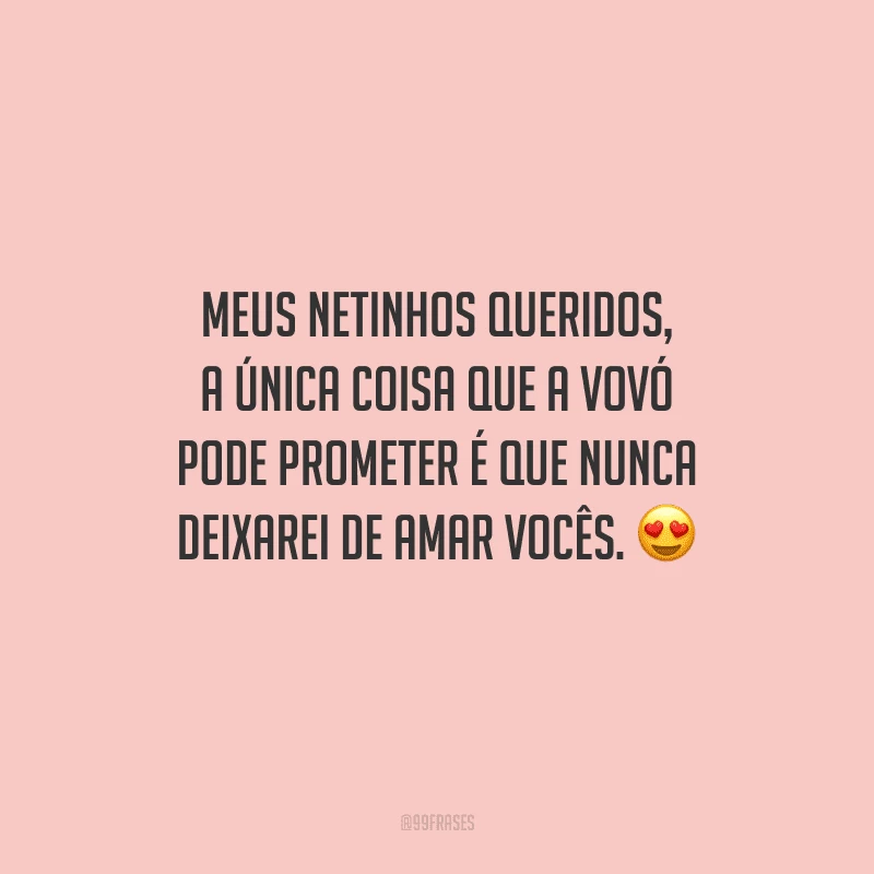 Meus netinhos queridos, a única coisa que a vovó pode prometer é que nunca deixarei de amar vocês.