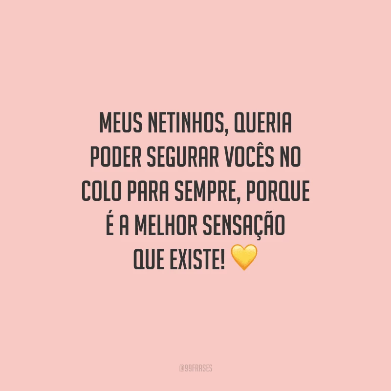 Meus netinhos, queria poder segurar vocês no colo para sempre, porque é a melhor sensação que existe!