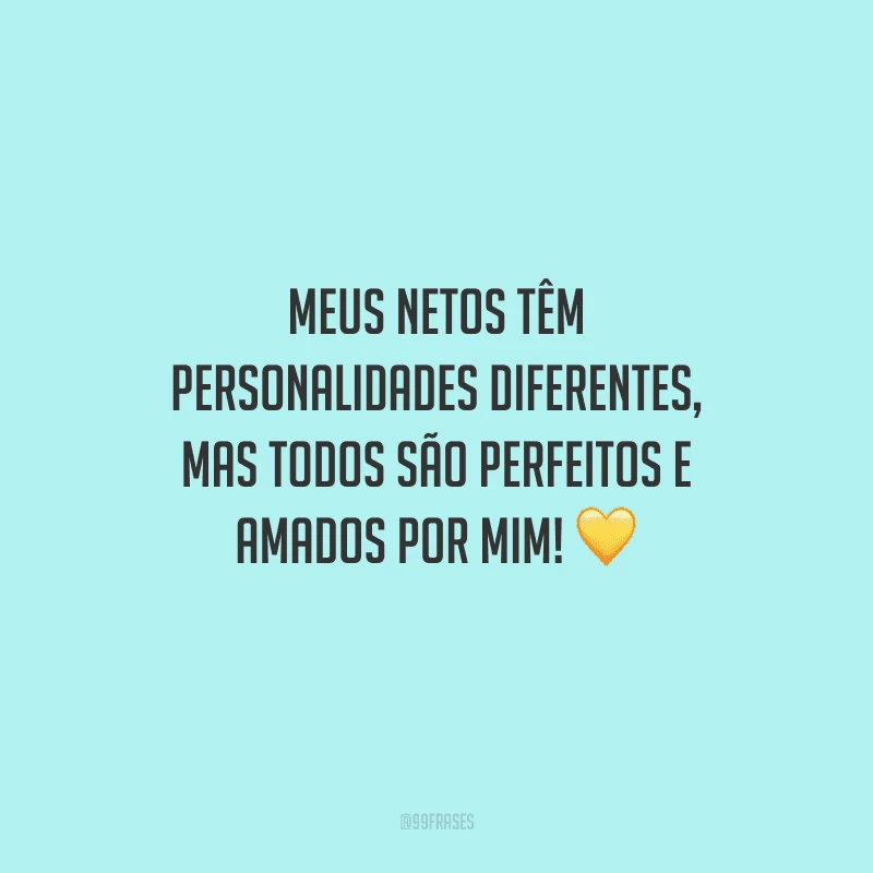 Meus netos têm personalidades diferentes, mas todos são perfeitos e amados por mim!