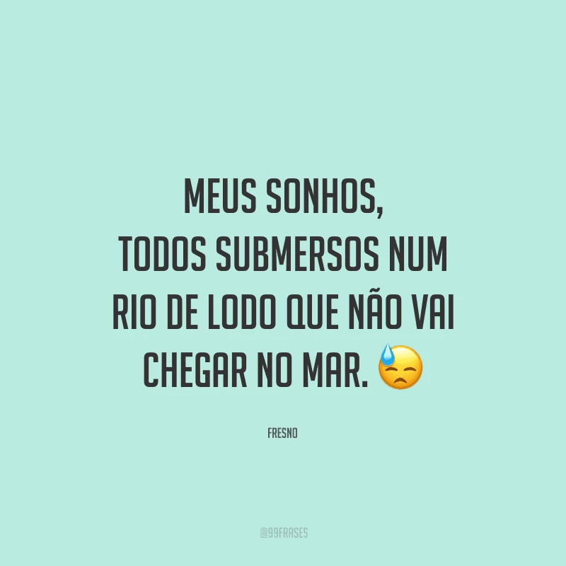 Meus sonhos, todos submersos num rio de lodo que não vai chegar no mar.