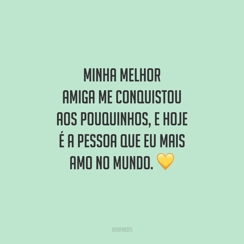 Minha melhor amiga me conquistou aos pouquinhos, e hoje é a pessoa que eu mais amo no mundo.