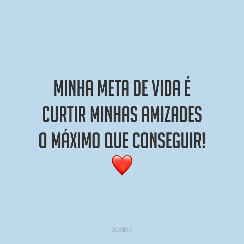 Minha meta de vida é curtir minhas amizades o máximo que conseguir! ❤️