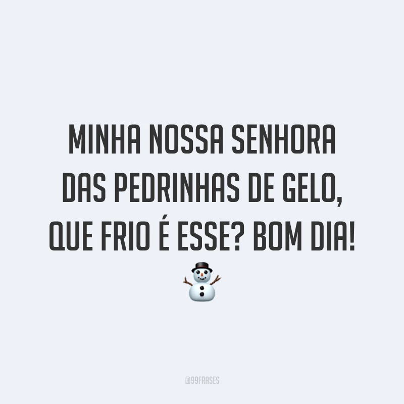 Minha nossa senhora das pedrinhas de gelo, que frio é esse? Bom dia! ⛄