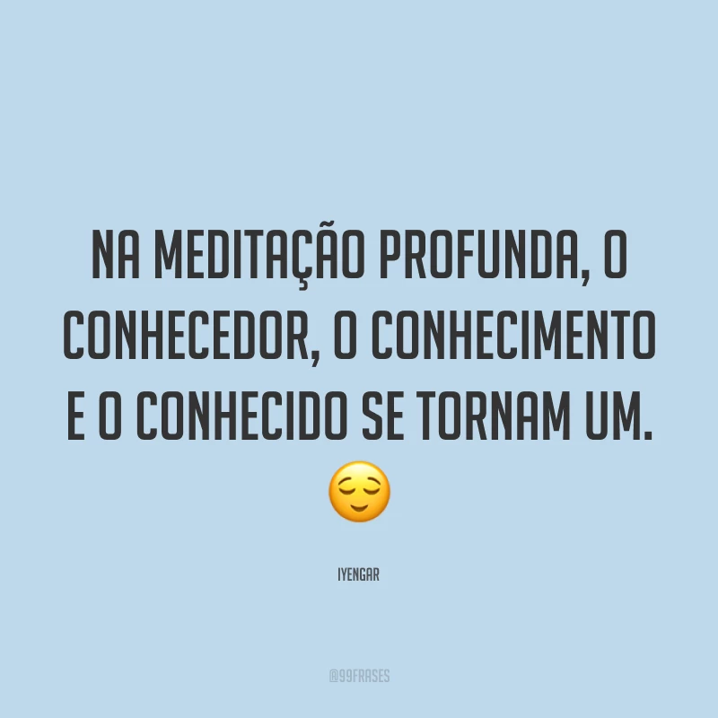 Na meditação profunda, o conhecedor, o conhecimento e o conhecido se tornam um. ?