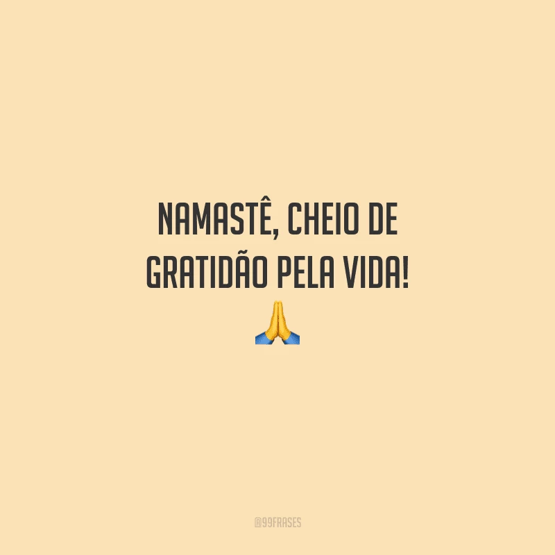 Namastê, cheio de gratidão pela vida! 