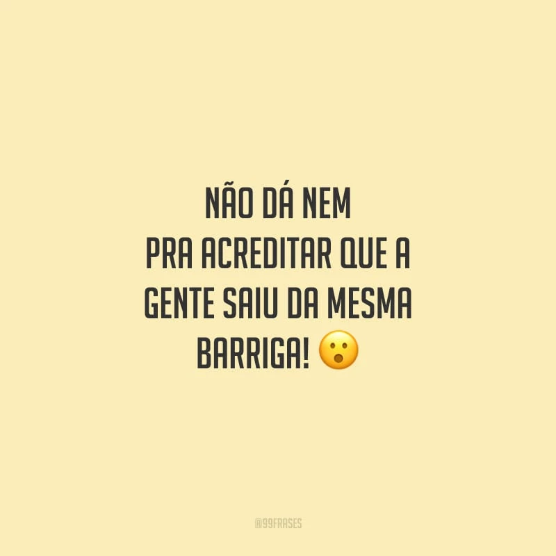 Não dá nem pra acreditar que a gente saiu da mesma barriga!