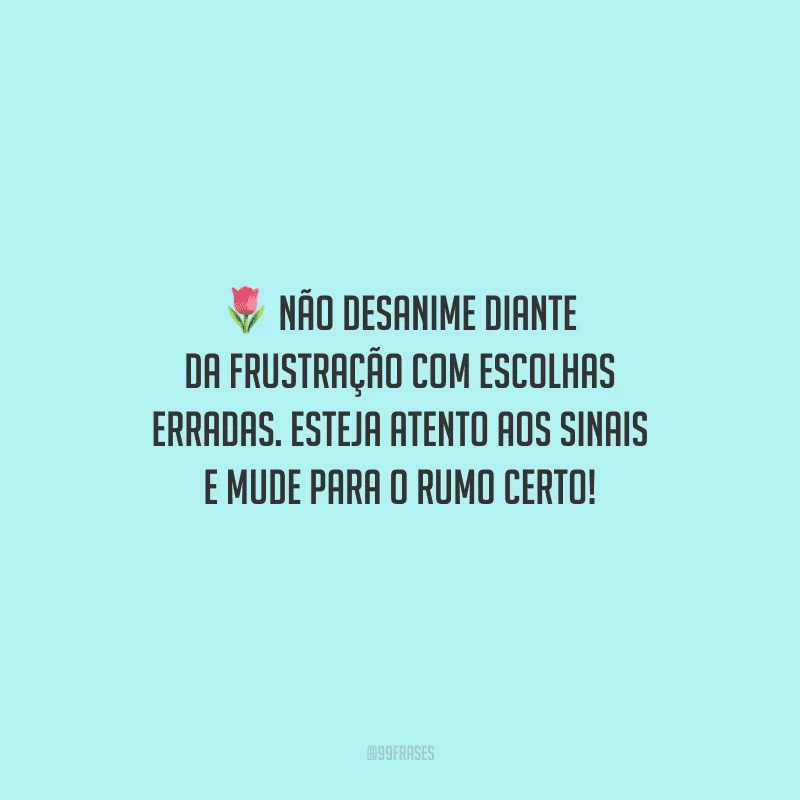 Não desanime diante da frustração com escolhas erradas. Esteja atento aos sinais e mude para o rumo certo!
