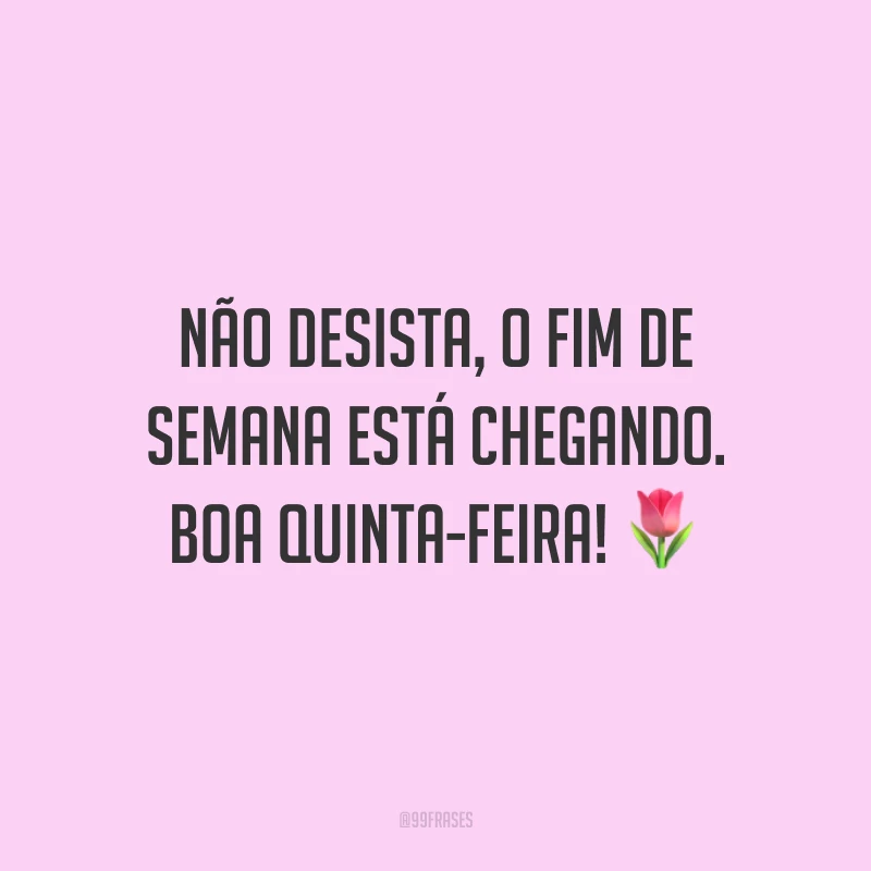 Não desista, o fim de semana está chegando. Boa quinta-feira! 🌷