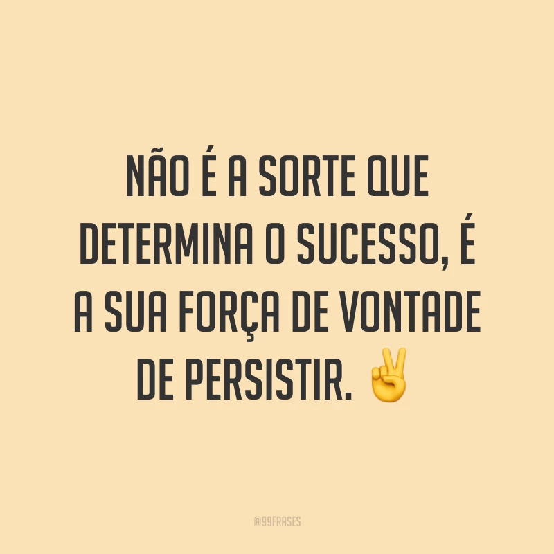 Não é a sorte que determina o sucesso, é a sua força de vontade de persistir. ✌️