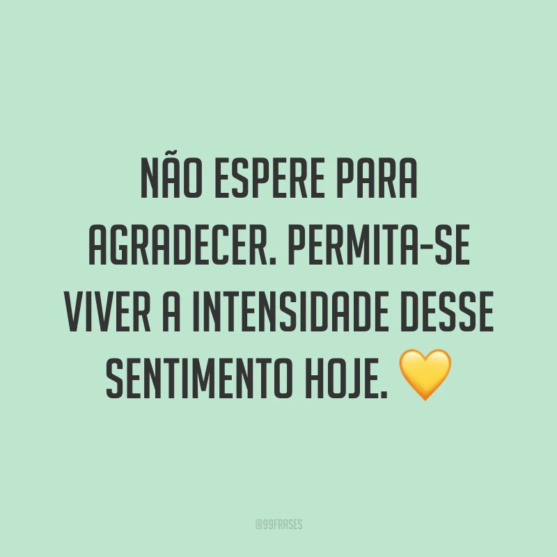 Não espere para agradecer. Permita-se viver a intensidade desse sentimento hoje. 💛