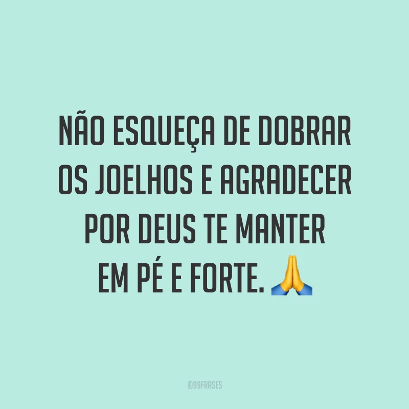 Não esqueça de dobrar os joelhos e agradecer por Deus te manter em pé e forte. ?