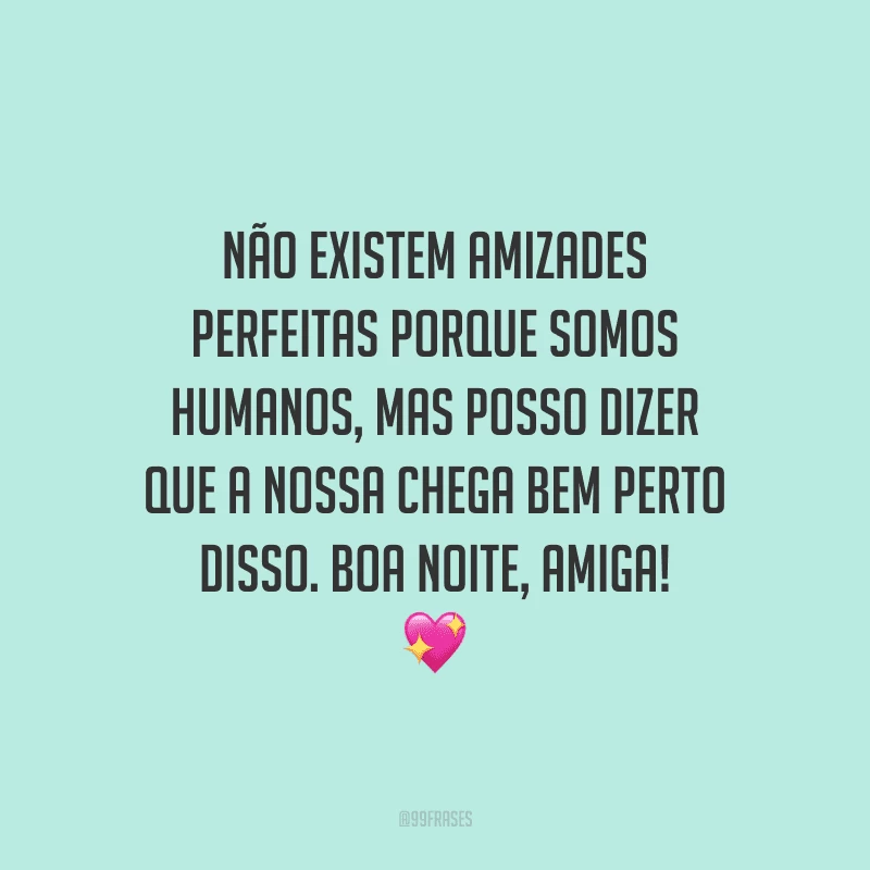 Não existem amizades perfeitas porque somos humanos, mas posso dizer que a nossa chega bem perto disso. Boa noite, amiga!